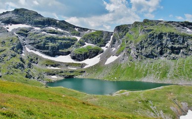 Fototapeta na wymiar Schwarzsee, Fünf-Seen-Wanderung, Pizol, Ostschweiz