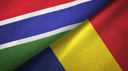 Gambia and Chad two flags textile cloth, fabric texture 