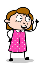 Hand Gesture While Talking - Retro Office Girl Employee Cartoon Vector Illustration﻿