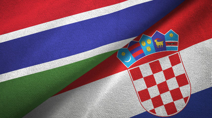 Fototapeta premium Gambia and Croatia two flags textile cloth, fabric texture