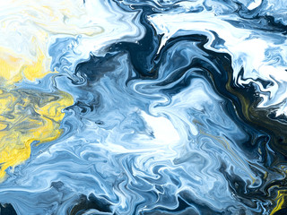 Obraz premium Blue and Gold creative abstract hand painted background, marble texture