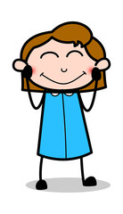 Feeling Shy - Retro Office Girl Employee Cartoon Vector Illustration﻿