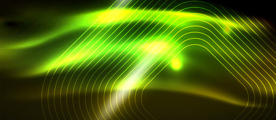 Neon square shapes lines on glowing light background