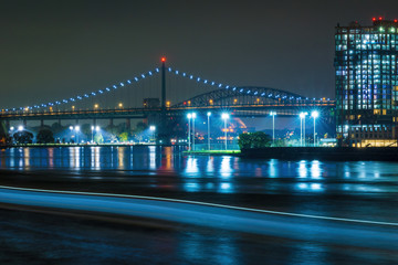 Looking at the Triborough Bridge - Robert F. Kennedy Bridge - from across the East River in Manhattan, New York City, USA