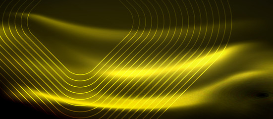 Neon square shapes lines on glowing light background