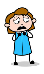 Obraz premium Unhappy - Retro Office Girl Employee Cartoon Vector Illustration﻿