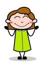 Feeling Shame - Retro Office Girl Employee Cartoon Vector Illustration﻿