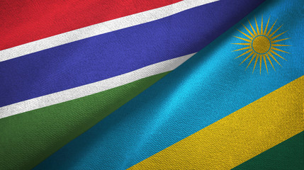 Gambia and Rwanda two flags textile cloth, fabric texture