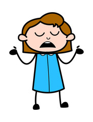 Ignoring - Retro Office Girl Employee Cartoon Vector Illustration﻿