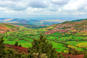 Obraz premium Landscape and scenery during road trip from Marrakech to Atlas Mountains, Morocco