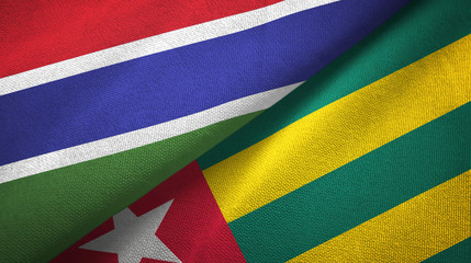 Gambia and Togo two flags textile cloth, fabric texture