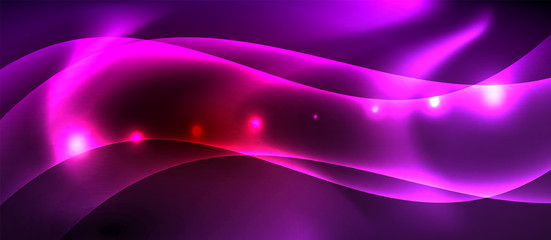 Neon color wave lines abstract background, magic techno futuristic light