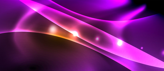 Neon color wave lines abstract background, magic techno futuristic light