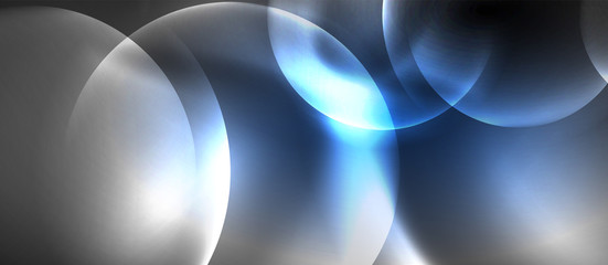 Shiny neon color light with circles abstract background