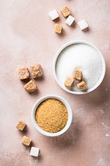 White and brown cane sugar
