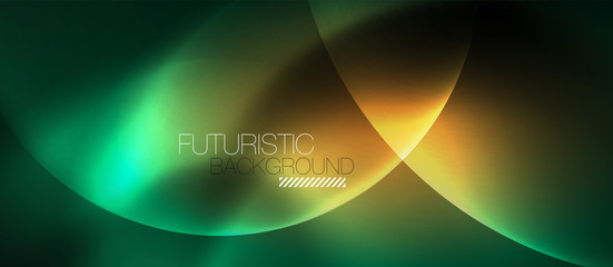 Neon glowing circles vector abstract background