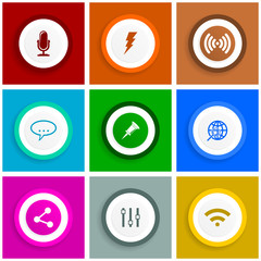 Flat design icon set, internet vector illustrations, social media signs in eps 10
