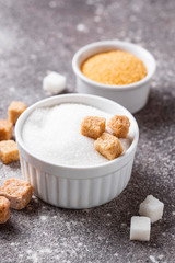 White and brown cane sugar