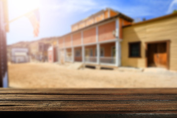desk of free space and wild west background of summer 