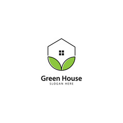 Green House logo template, vector illustration - Vector