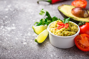 Traditional Mexican avocado sauce guacamole