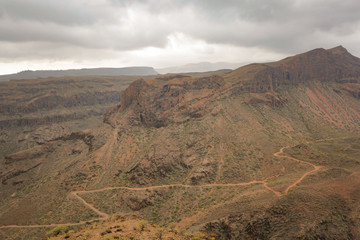 Summer landscape of mountains in Gran Canaria island 