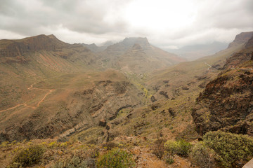 Summer landscape of mountains in Gran Canaria island 