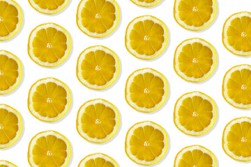 Creative pattern made of lemon. top view of fruit fresh limes slices on white background.