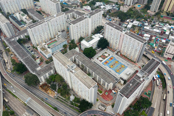 Fototapeta premium Top view of Hong Kong city