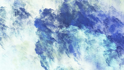 Abstract fantastic blue clouds. Colorful fractal background. Digital art. 3d rendering.