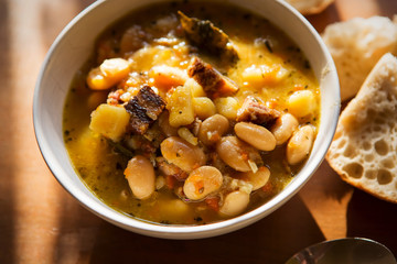 Polish bean soup with bacon  