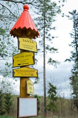 Conceptual signs of yellow and white color in magical forest - far far away, wonderland.