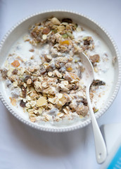 Muesli with dried fruits and kefir 