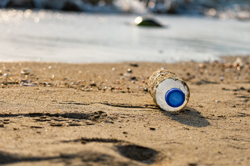 Plastic bottle on beach