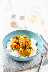 Cauliflower teriyaki with herbs and spices on plate