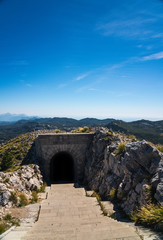 Fototapeta na wymiar Stairs leading to Petar II Petrovic-Njegos Mausoleum, Lovcen Mountain, Montenegro, Europe