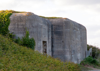 large defensive bunker on the shores of the Atlantic Ocean