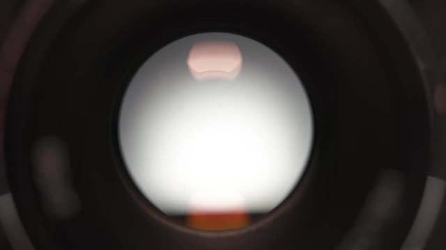 Camera shutter click. Demonstration of retro camera work.