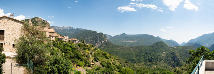 panoramic view of the lower Alp mountains in the French Riviera back country in summer