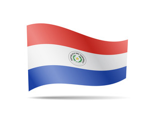 Waving Paraguay flag in the wind. Flag on white vector illustration