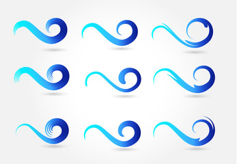 Set of swirly waves logo vector image