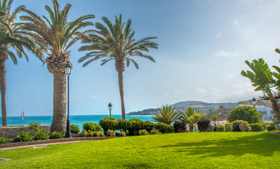 Fototapeta na wymiar A beautiful view of the ocean in Costa Calma on the Canary Islands on Fuartaventura