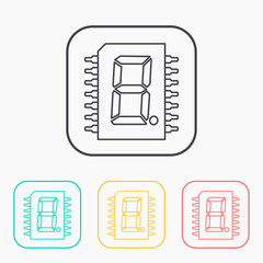 vector outline icon of digital microchip