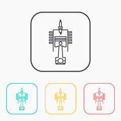 vector outline icon of engine piston and cylinder