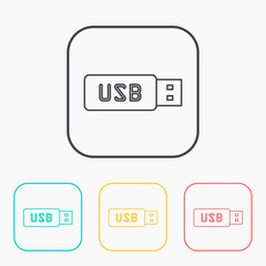 vector outline icon of usb stick