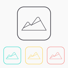 Peaks covered with snow illustration. Mountains vector vector outline icon