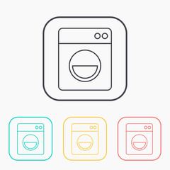 loaded washing machine illustration. Laundry vector outline icon