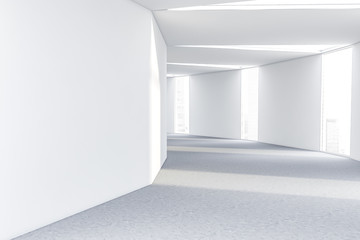 Empty white loft hall interior in office