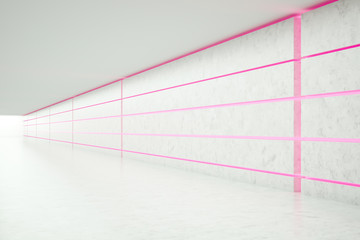 Empty pink neon light corridor