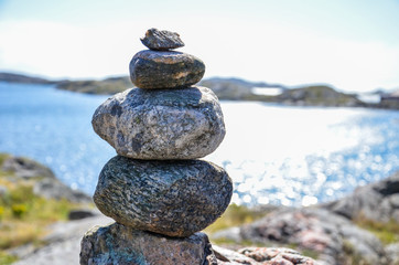 Pile of stones, creative work, Swedish archipelago 